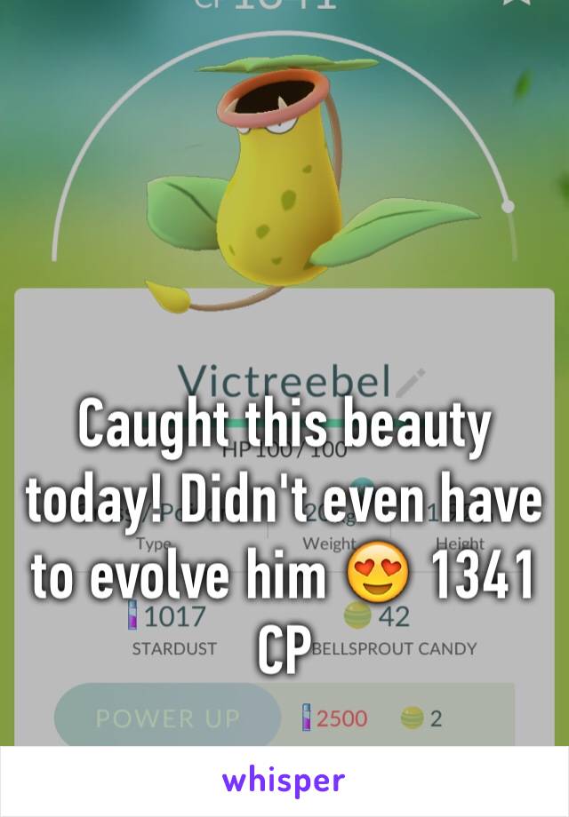 


Caught this beauty today! Didn't even have to evolve him 😍 1341 CP 