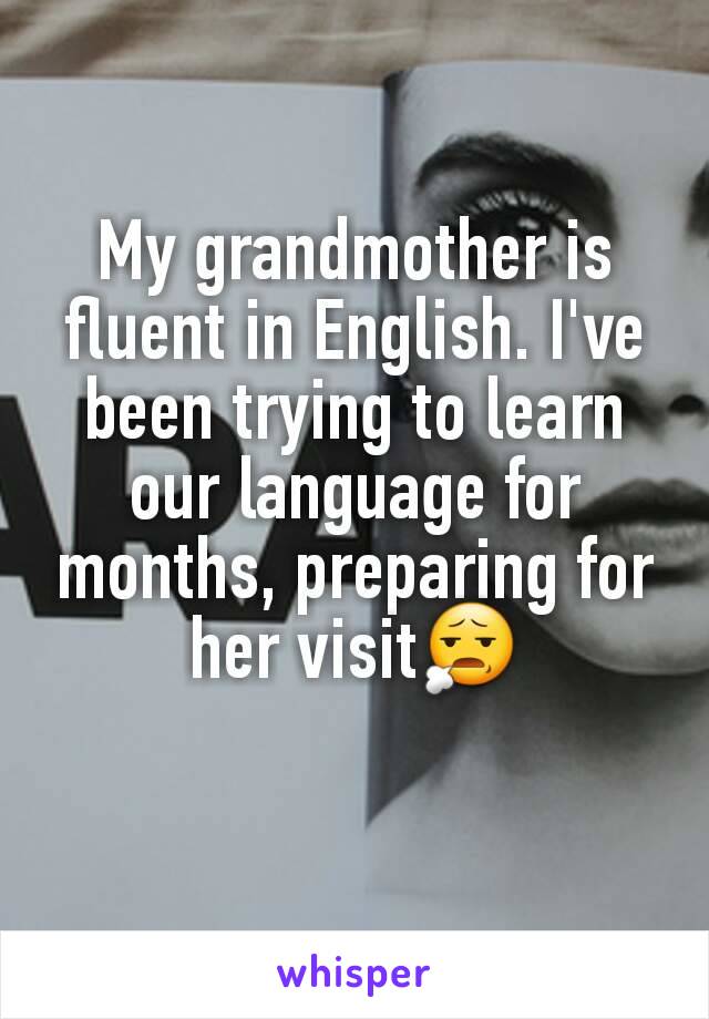 My grandmother is fluent in English. I've been trying to learn our language for months, preparing for her visit😧