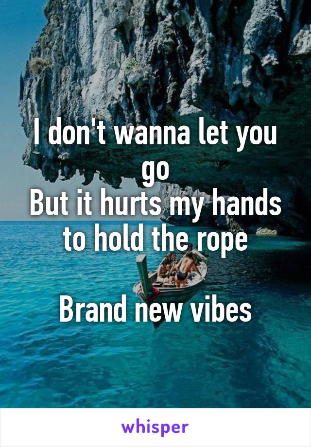 I don't wanna let you go
But it hurts my hands to hold the rope

Brand new vibes