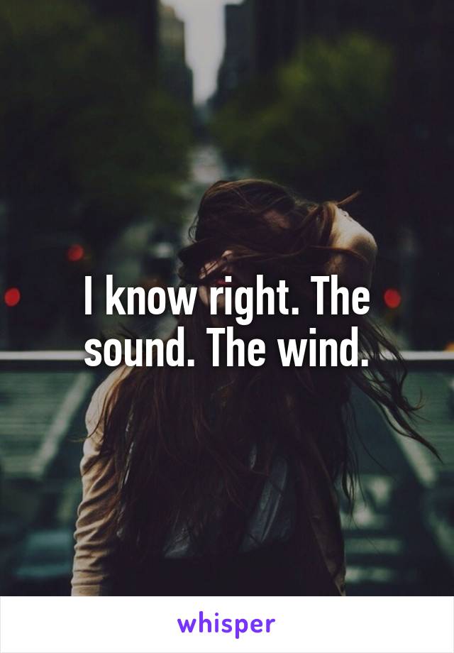 I know right. The sound. The wind.