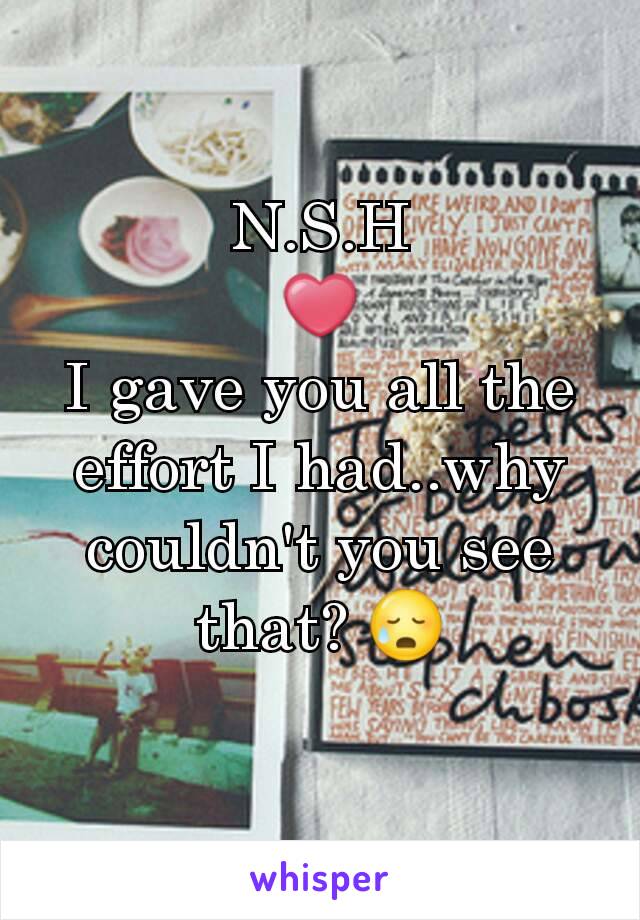 N.S.H
❤
I gave you all the effort I had..why couldn't you see that? 😥