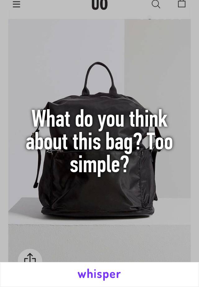 What do you think about this bag? Too simple?