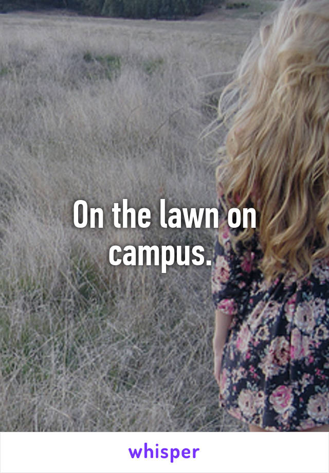 On the lawn on campus. 