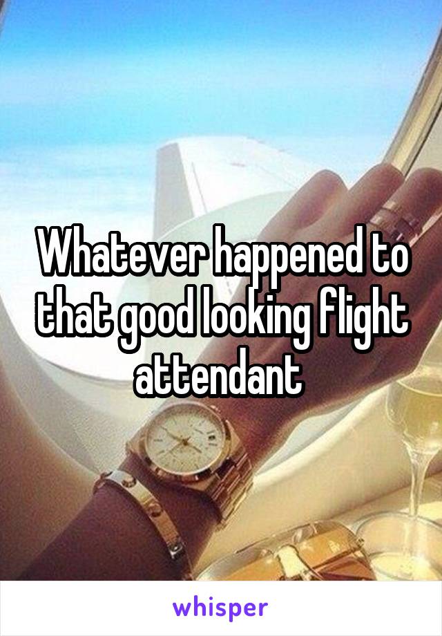 Whatever happened to that good looking flight attendant 