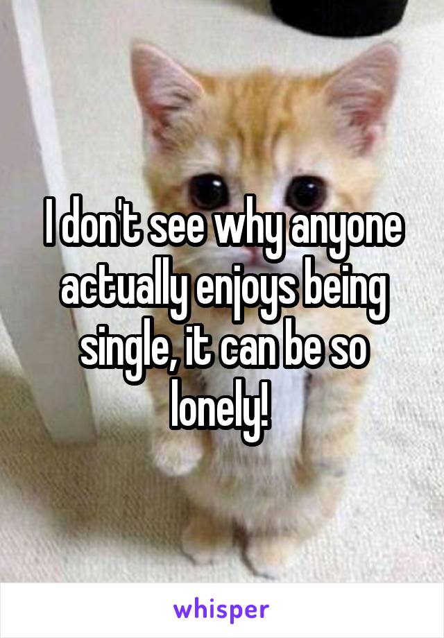 I don't see why anyone actually enjoys being single, it can be so lonely! 