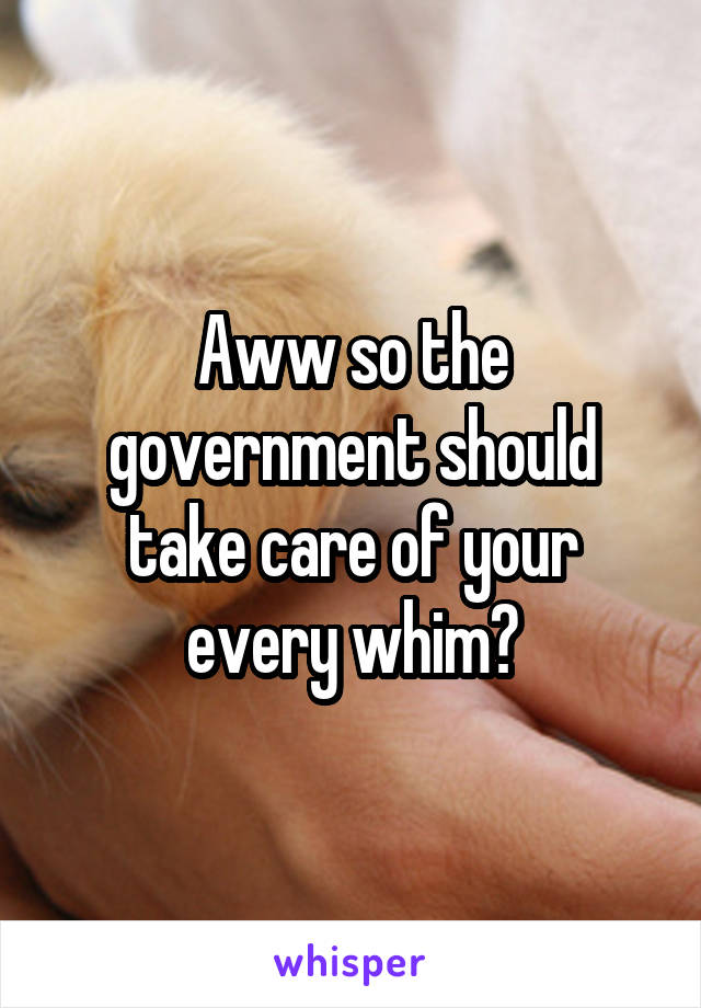 Aww so the government should take care of your every whim?