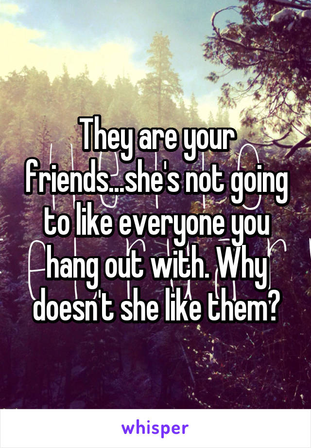 They are your friends...she's not going to like everyone you hang out with. Why doesn't she like them?