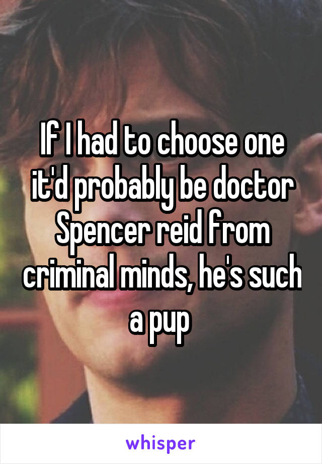 If I had to choose one it'd probably be doctor Spencer reid from criminal minds, he's such a pup 