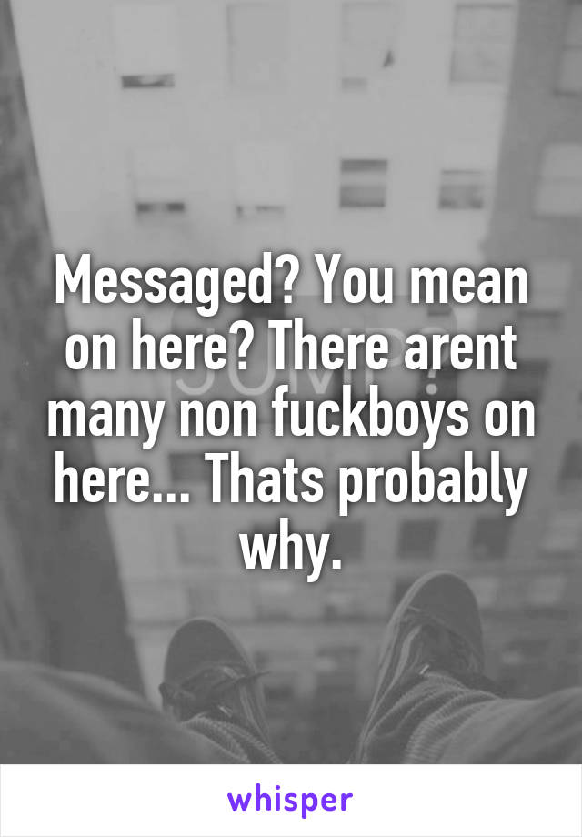 Messaged? You mean on here? There arent many non fuckboys on here... Thats probably why.