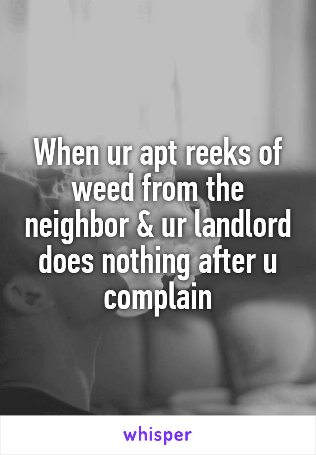 When ur apt reeks of weed from the neighbor & ur landlord does nothing after u complain