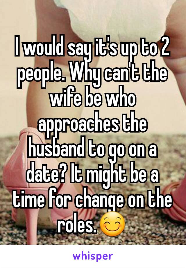 I would say it's up to 2 people. Why can't the wife be who approaches the husband to go on a date? It might be a time for change on the roles.😊