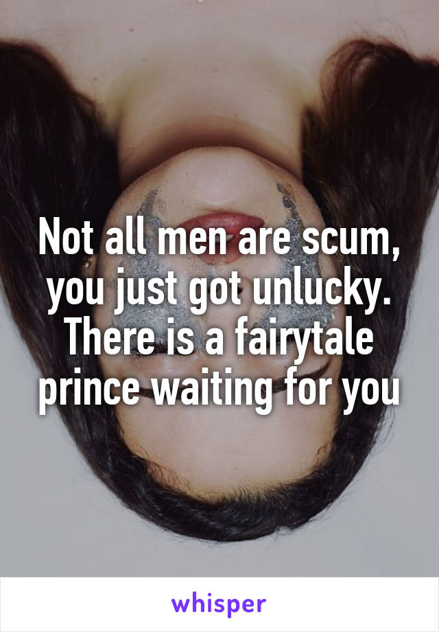 Not all men are scum, you just got unlucky. There is a fairytale prince waiting for you