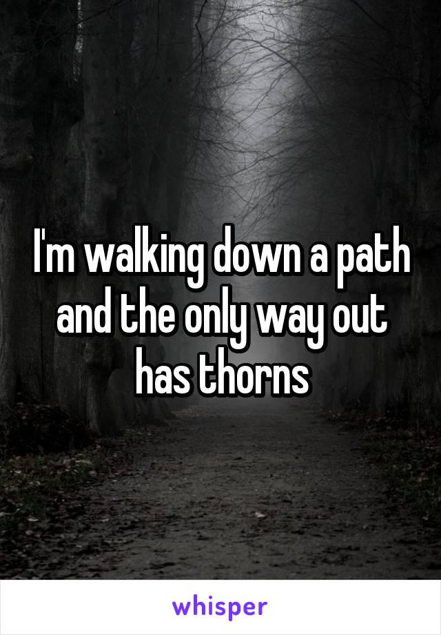I'm walking down a path and the only way out has thorns