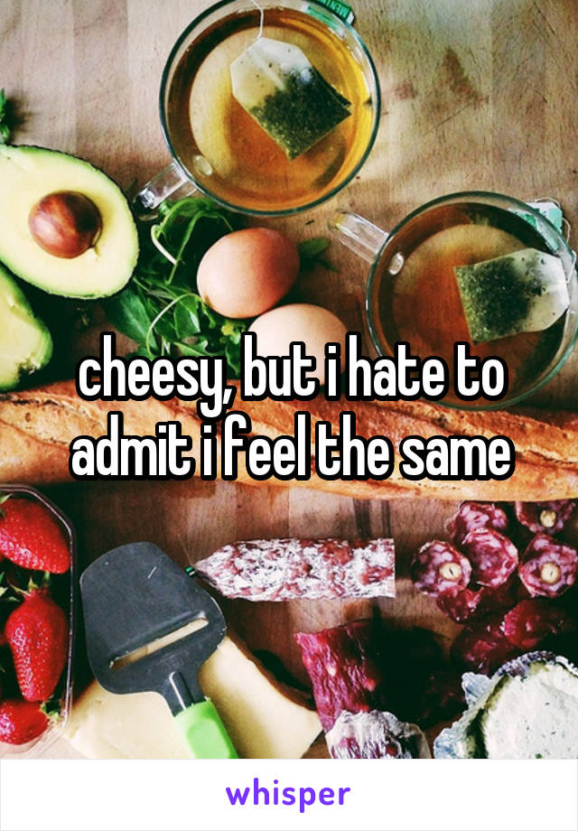 cheesy, but i hate to admit i feel the same