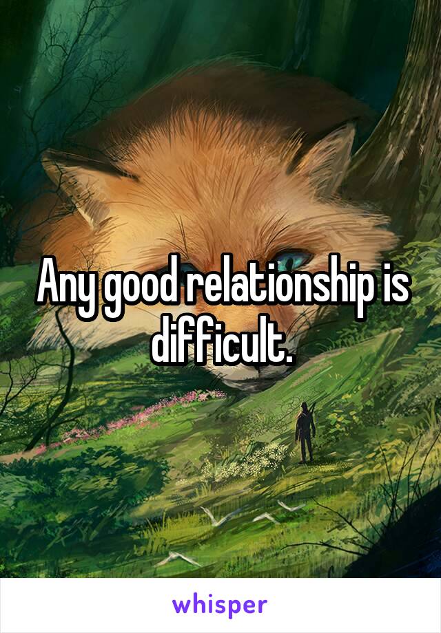 Any good relationship is difficult.