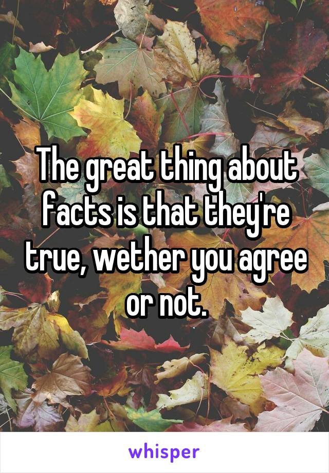 The great thing about facts is that they're true, wether you agree or not.