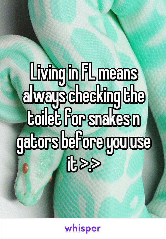 Living in FL means always checking the toilet for snakes n gators before you use it >.>