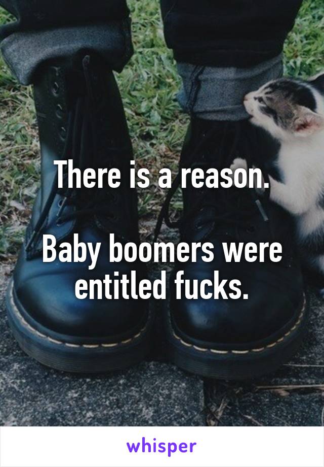 There is a reason.

Baby boomers were entitled fucks.