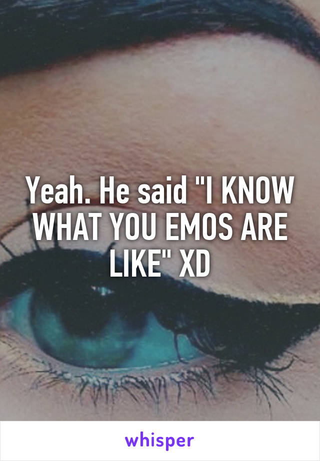 Yeah. He said "I KNOW WHAT YOU EMOS ARE LIKE" XD