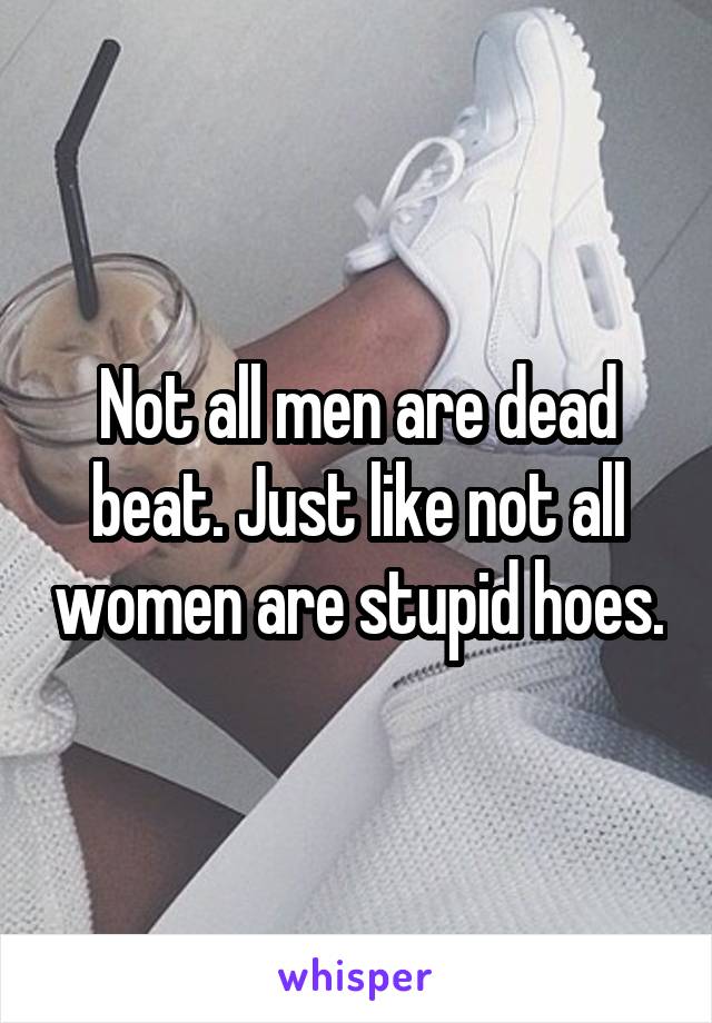 Not all men are dead beat. Just like not all women are stupid hoes.