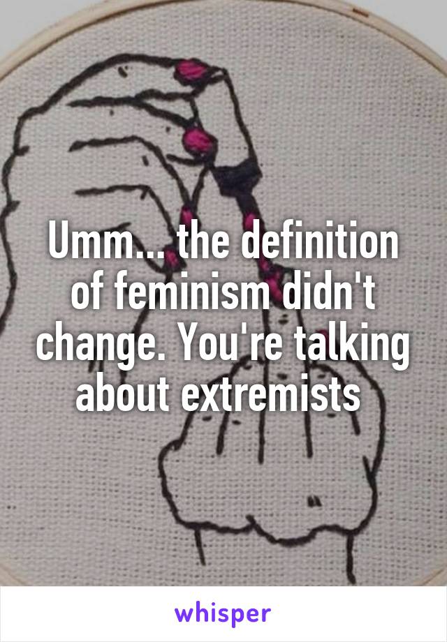 Umm... the definition of feminism didn't change. You're talking about extremists 