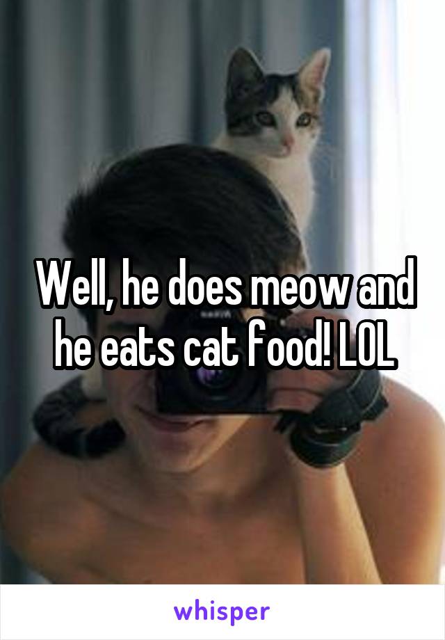 Well, he does meow and he eats cat food! LOL