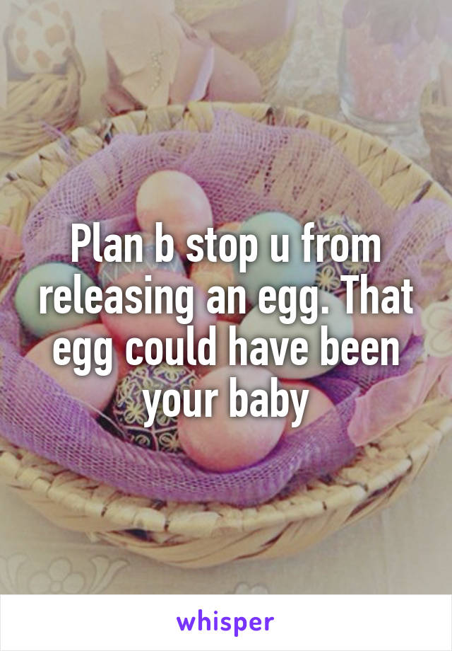 Plan b stop u from releasing an egg. That egg could have been your baby