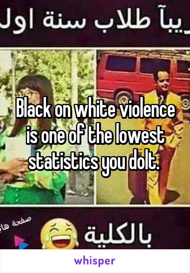 Black on white violence is one of the lowest statistics you dolt. 