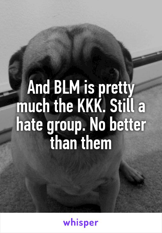 And BLM is pretty much the KKK. Still a hate group. No better than them