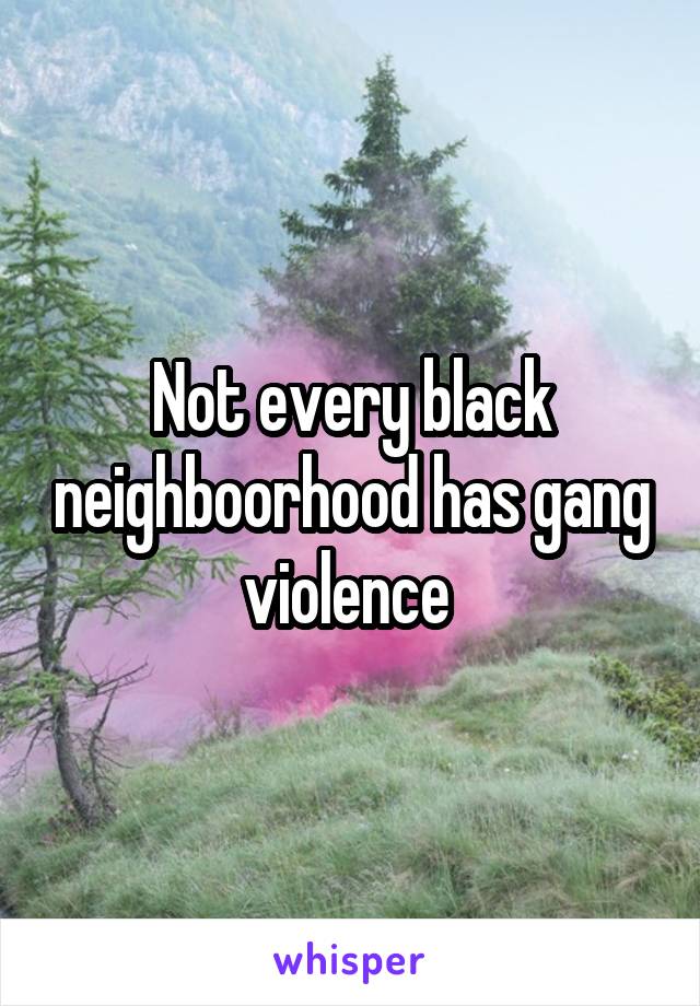 Not every black neighboorhood has gang violence 