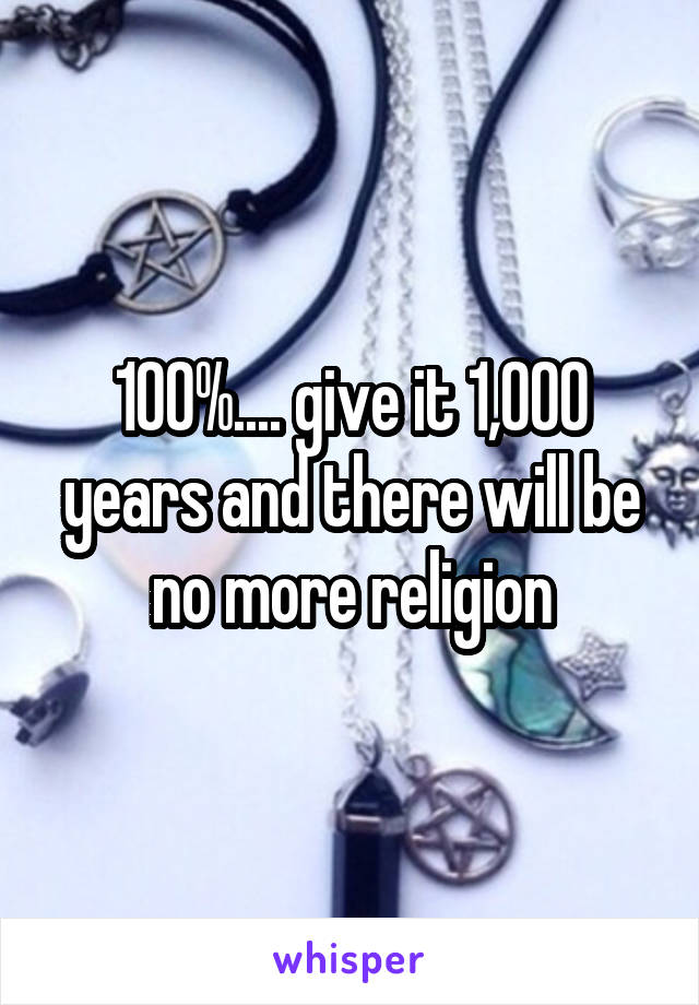 100%.... give it 1,000 years and there will be no more religion