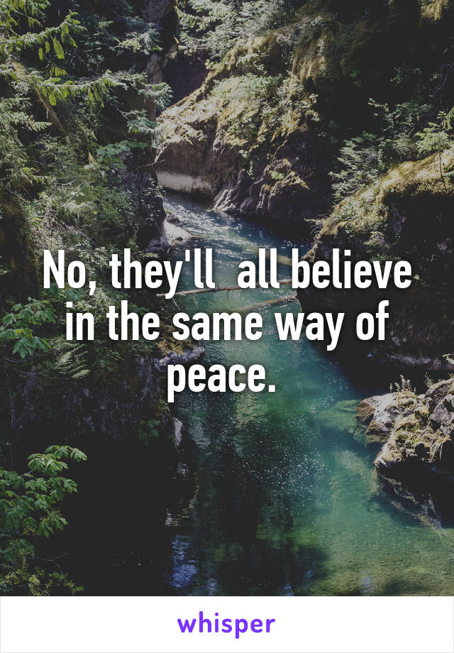 No, they'll  all believe in the same way of peace. 