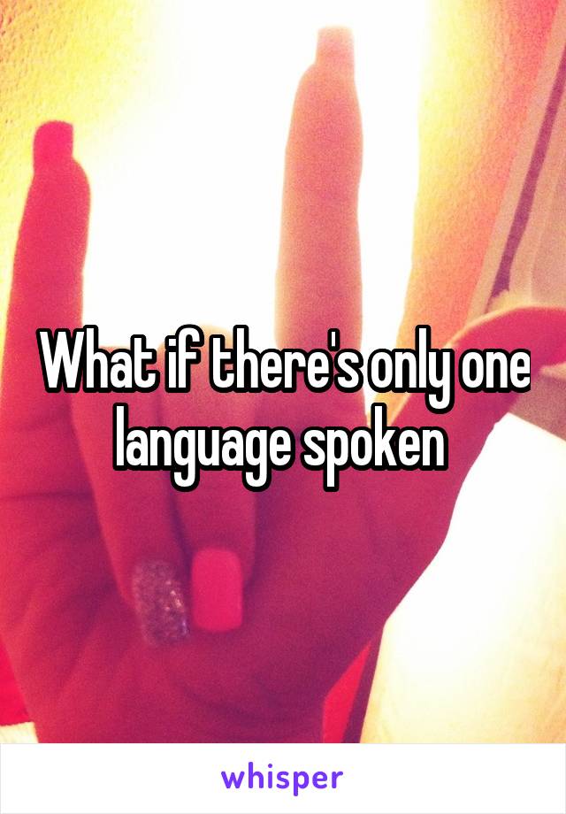 What if there's only one language spoken 