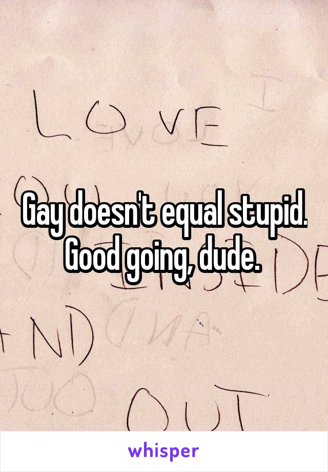 Gay doesn't equal stupid. Good going, dude. 