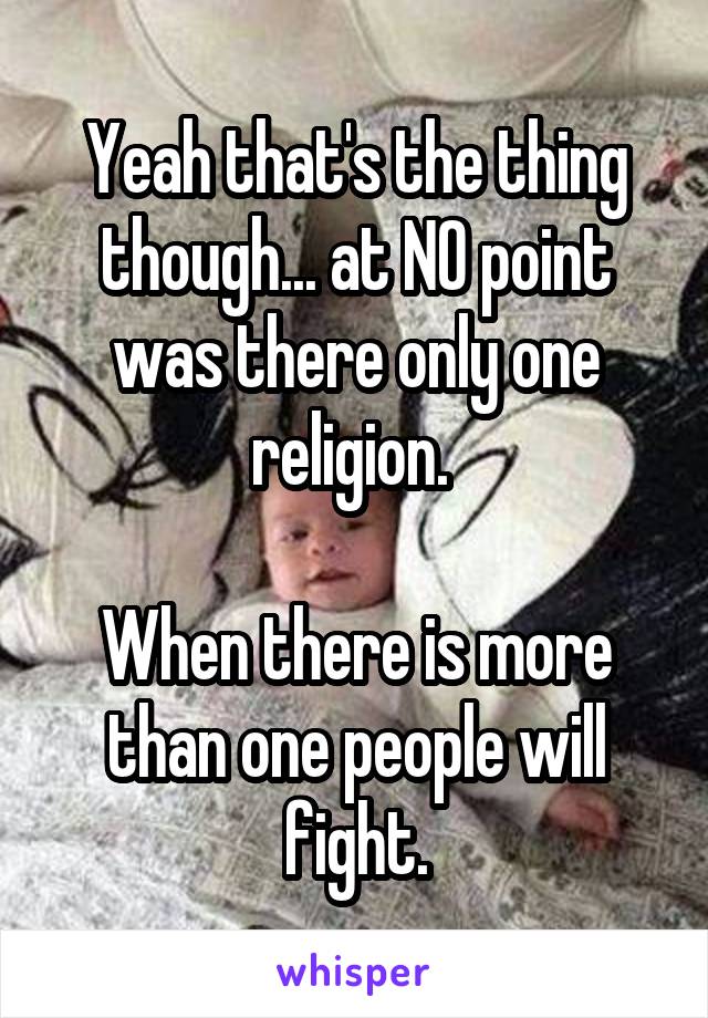 Yeah that's the thing though... at NO point was there only one religion. 

When there is more than one people will fight.