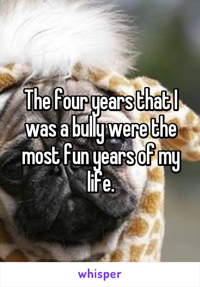 The four years that I was a bully were the most fun years of my life.