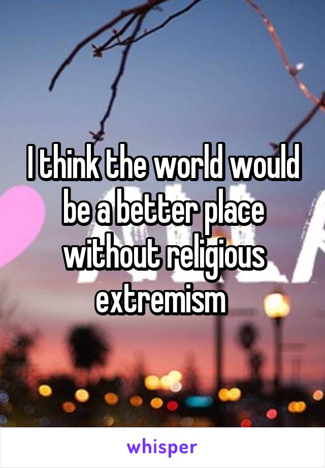 I think the world would be a better place without religious extremism 