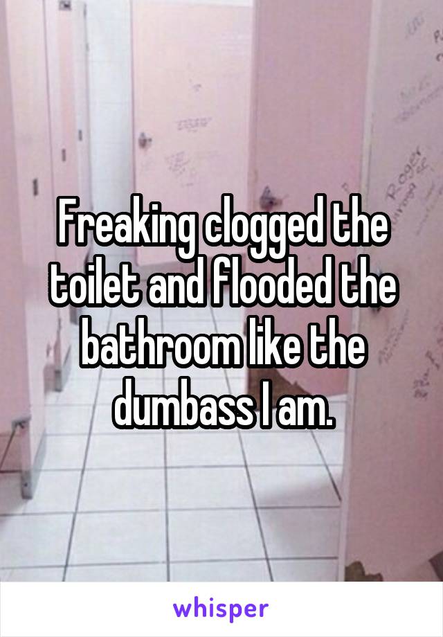 Freaking clogged the toilet and flooded the bathroom like the dumbass I am.