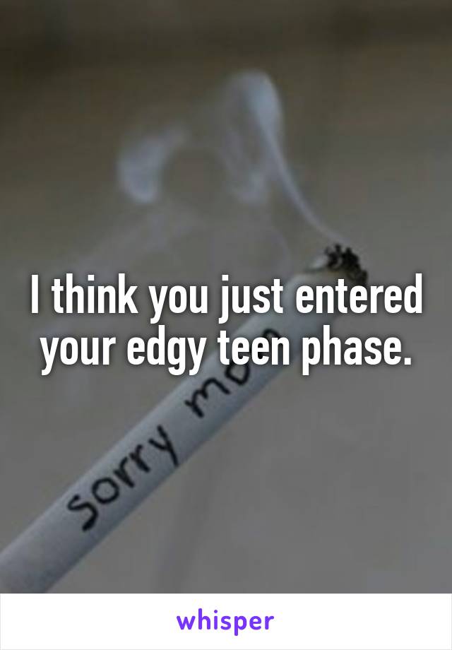 I think you just entered your edgy teen phase.