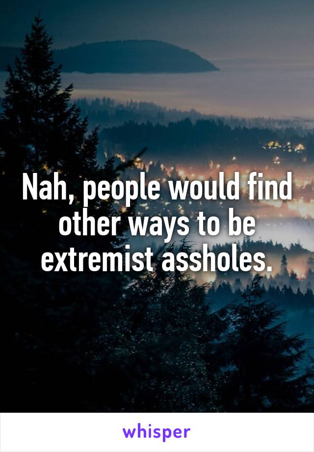 Nah, people would find other ways to be extremist assholes.