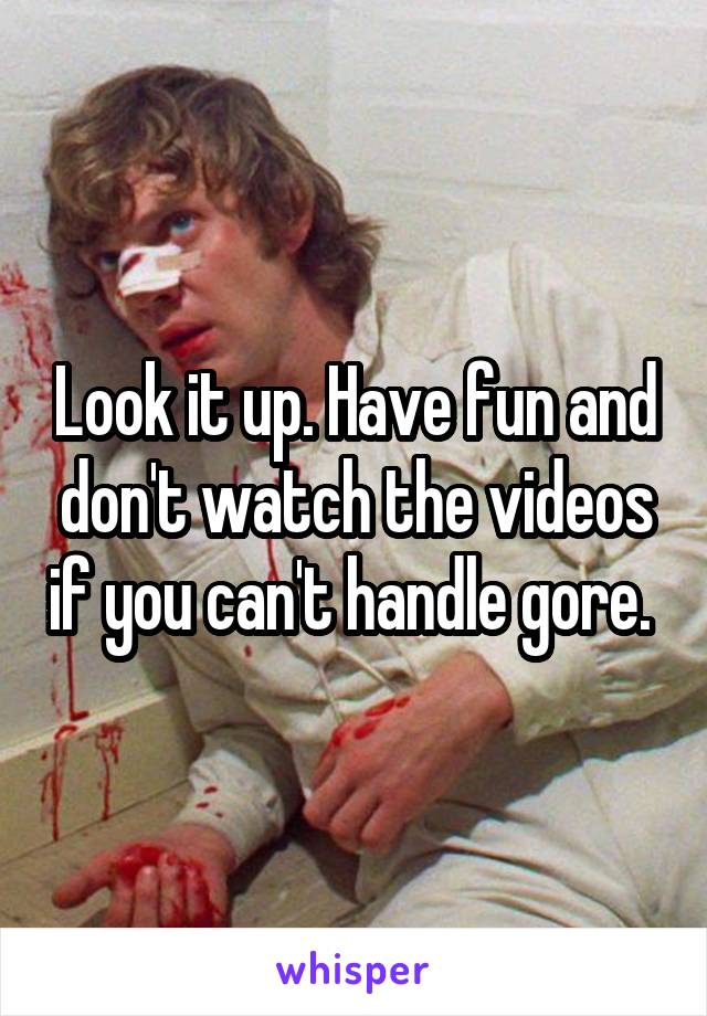 Look it up. Have fun and don't watch the videos if you can't handle gore. 