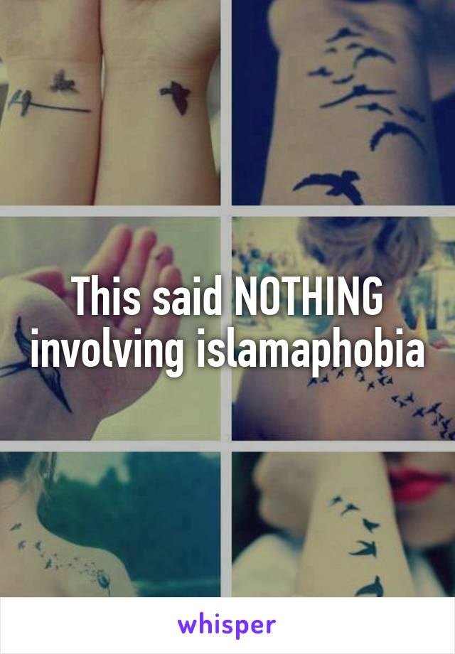 This said NOTHING involving islamaphobia