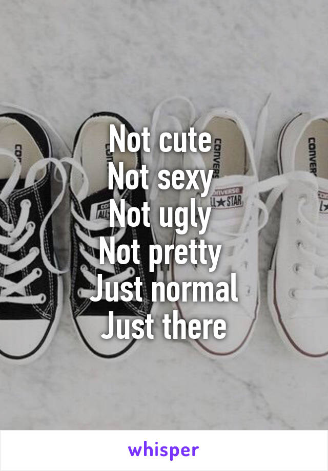 Not cute 
Not sexy 
Not ugly 
Not pretty 
Just normal
Just there