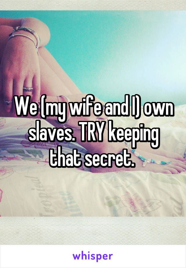 We (my wife and I) own slaves. TRY keeping that secret. 