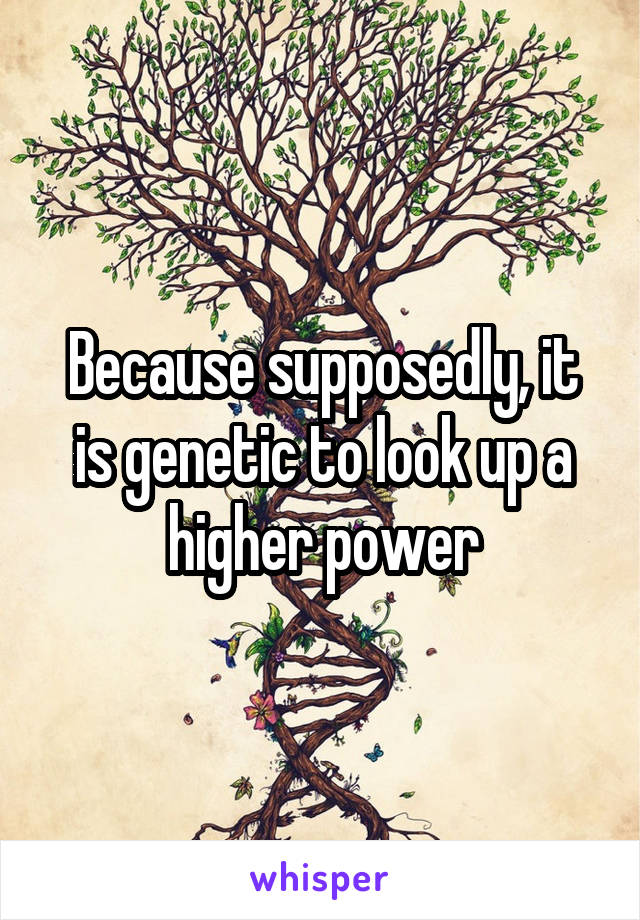 Because supposedly, it is genetic to look up a higher power