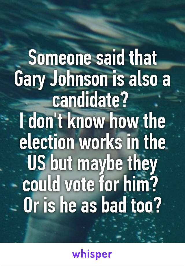 Someone said that Gary Johnson is also a candidate? 
I don't know how the election works in the US but maybe they could vote for him? 
Or is he as bad too?