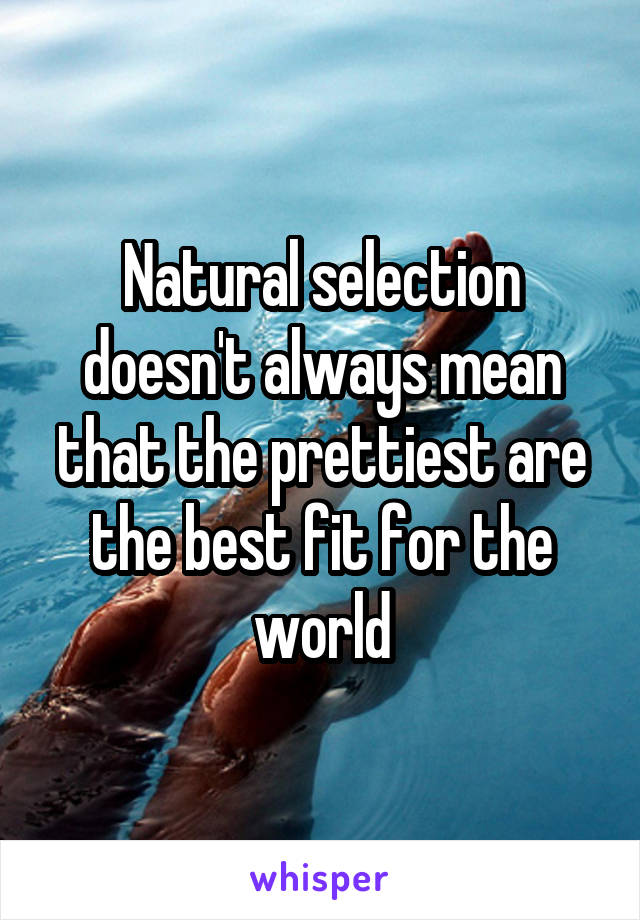 Natural selection doesn't always mean that the prettiest are the best fit for the world