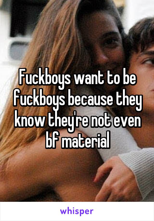 Fuckboys want to be fuckboys because they know they're not even bf material