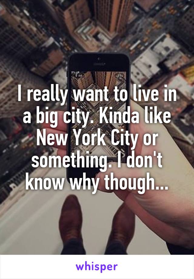 I really want to live in a big city. Kinda like New York City or something. I don't know why though...