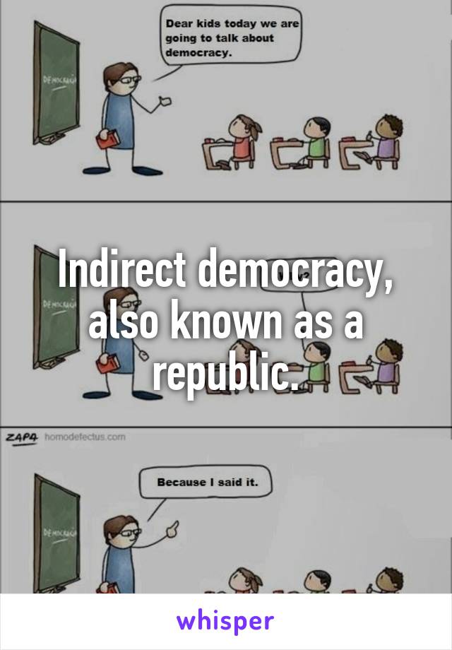 Indirect democracy, also known as a republic.